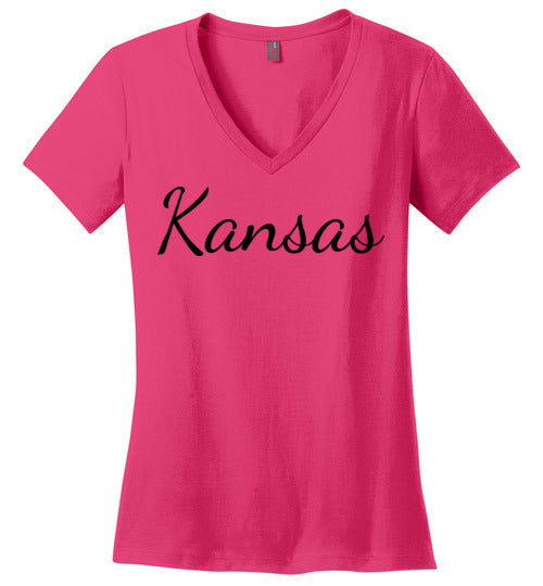 Kansas. Adult. Ladies Perfect Vneck