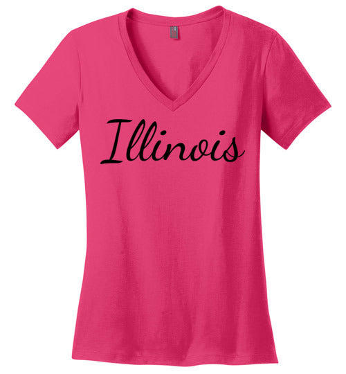 Illinois. Adult. Ladies Perfect Vneck