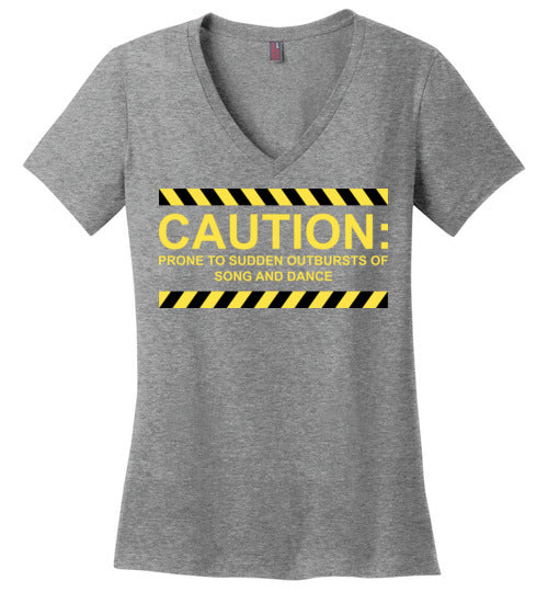 Caution, Song and Dance. Adult. Ladies Perfect Vneck