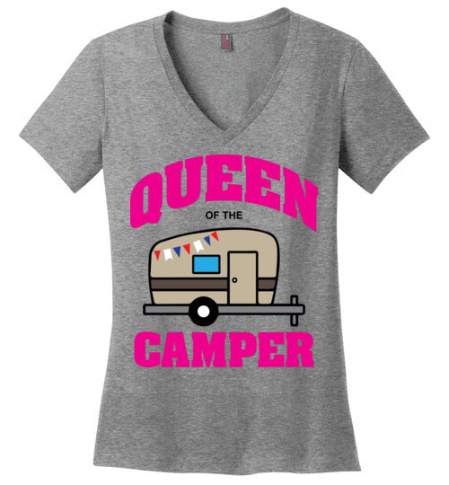 Queen of the Camper. Adult. Ladies Perfect Vneck