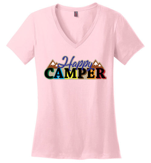 Happy Camper. Adult. Ladies Perfect Vneck
