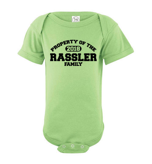 Property of Rassler Family. Infant. SS Onesie