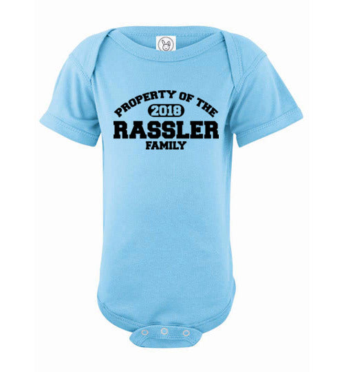Property of Rassler Family. Infant. SS Onesie