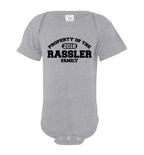 Property of Rassler Family. Infant. SS Onesie
