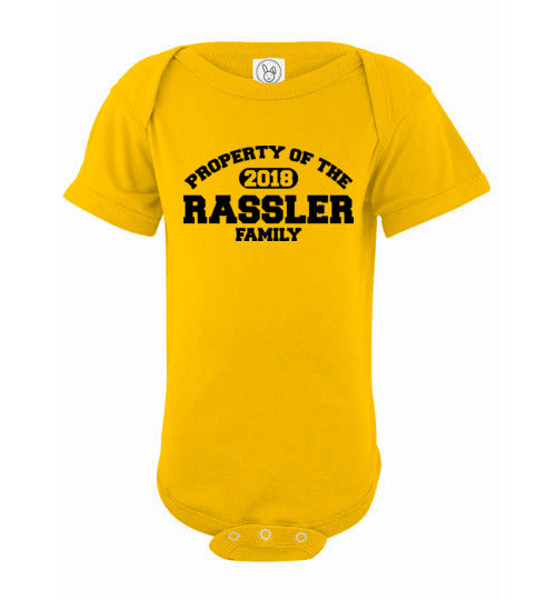 Property of Rassler Family. Infant. SS Onesie