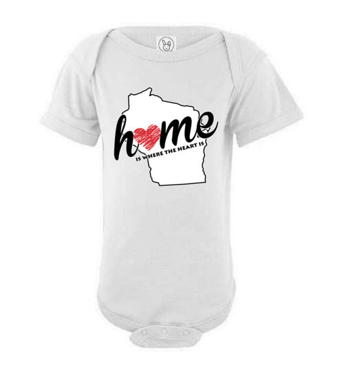 Wisconsin Home. Infant. SS Onesie