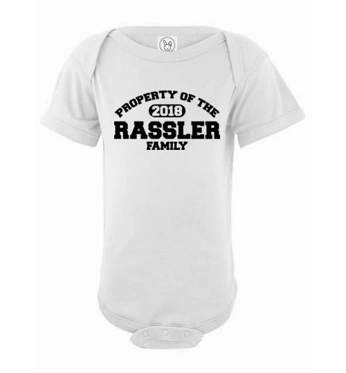 Property of Rassler Family. Infant. SS Onesie