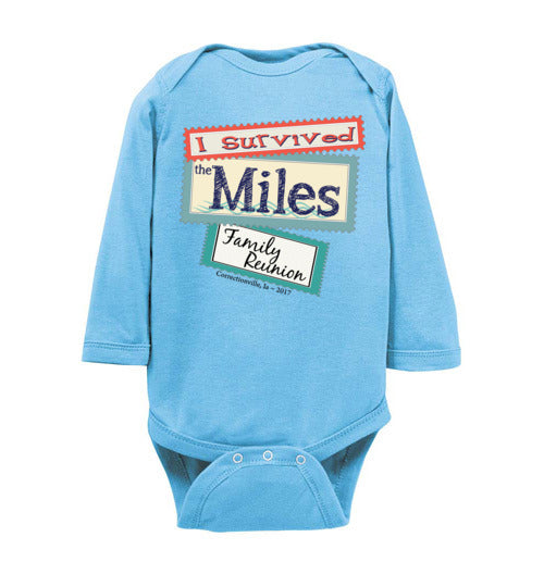 Reunion Stamps. Infant. LS Onesie