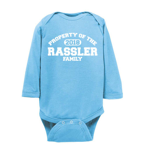 Property of Rassler. Infant. LS Onesie