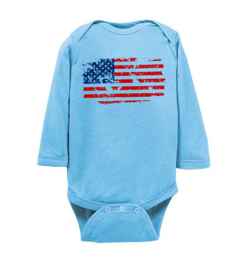 Distressed Flag. Infant. LS Onesie
