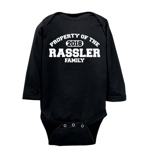 Property of Rassler. Infant. LS Onesie