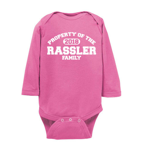 Property of Rassler. Infant. LS Onesie
