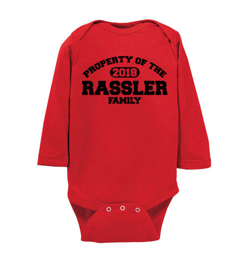 Property of Rassler Family. Infant LS Onesie