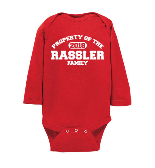 Property of Rassler. Infant. LS Onesie