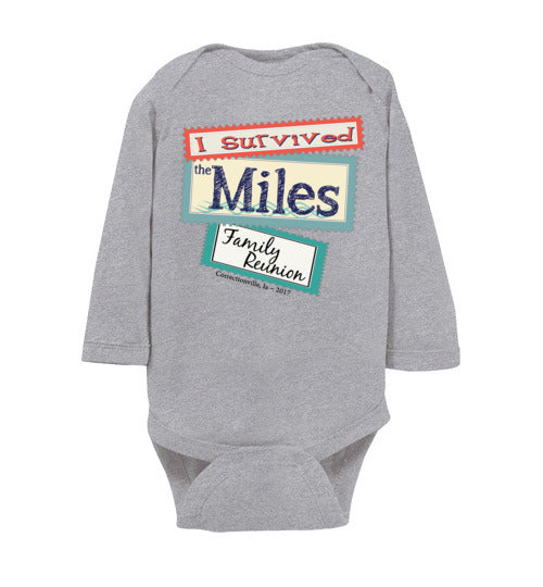 Reunion Stamps. Infant. LS Onesie