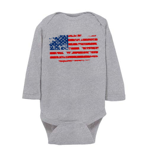 Distressed Flag. Infant. LS Onesie
