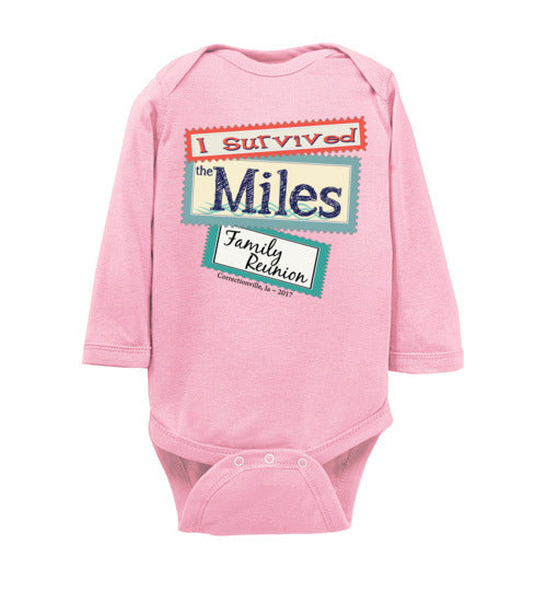 Reunion Stamps. Infant. LS Onesie