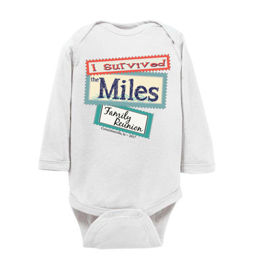 Reunion Stamps. Infant. LS Onesie