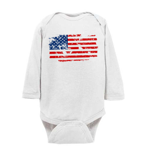 Distressed Flag. Infant. LS Onesie